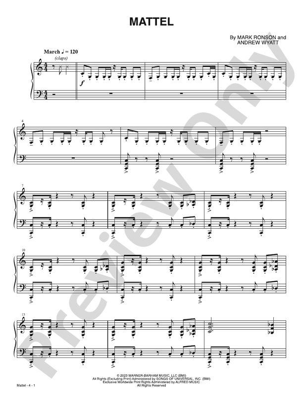 Mattel (from Barbie) - Piano (Digital Download)