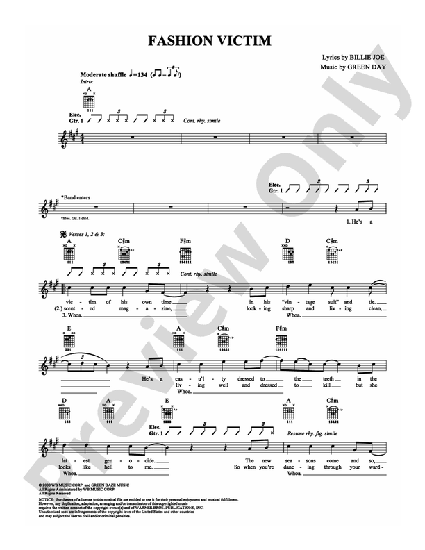 Fashion Victim - Guitar TAB (Digital Download)