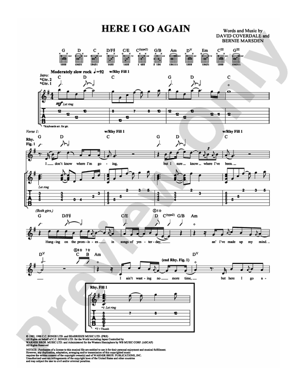 Here I Go Again - Guitar TAB (Digital Download)