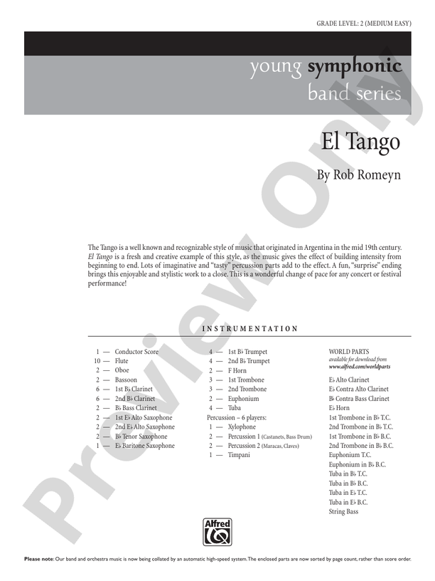 El Tango - Concert Band Conductor Score & Parts (Digital Download)