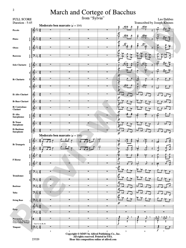 March and Cortege of Bacchus - Concert Band Conductor Score & Parts (Digital Download)