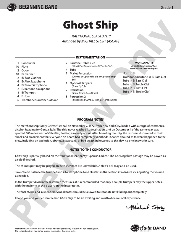 Ghost Ship - Concert Band Conductor Score & Parts (Digital Download)