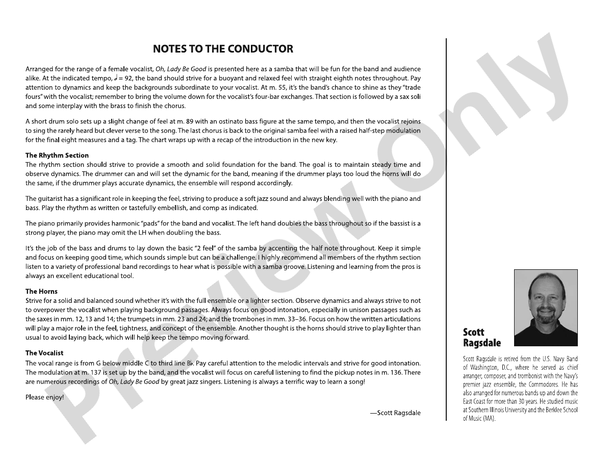 Oh, Lady Be Good – Jazz Ensemble Conductor Score & Parts (Digital Download)