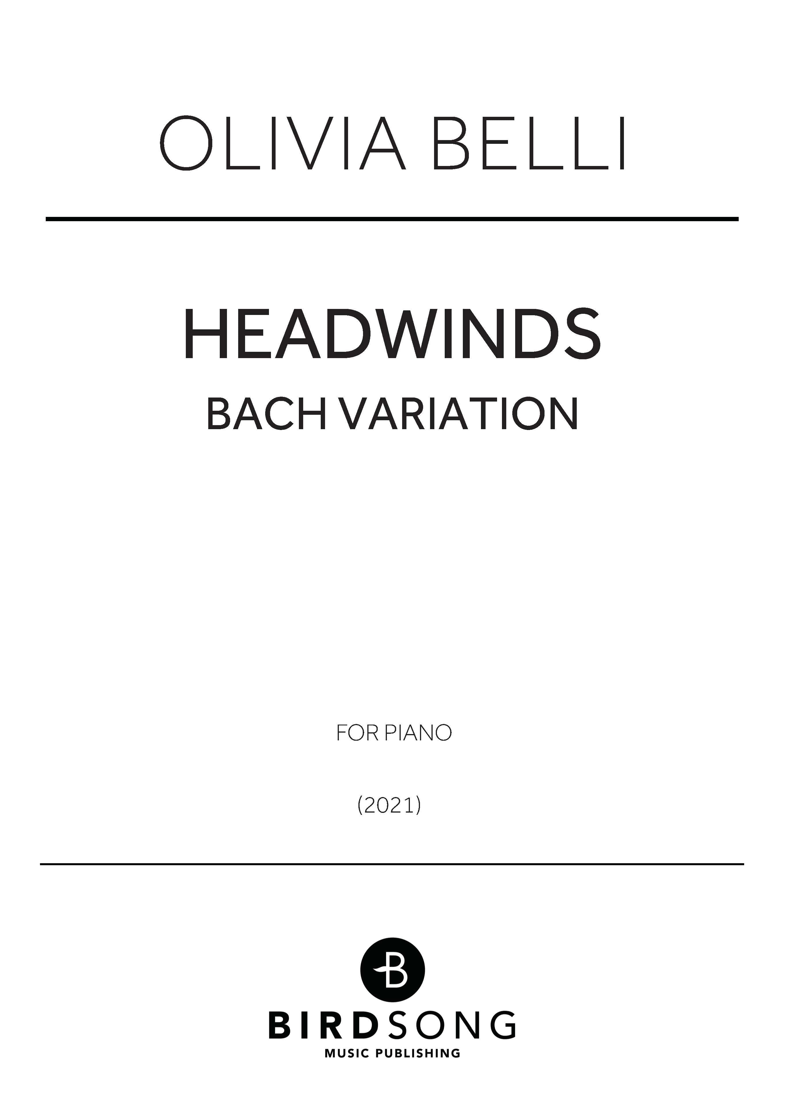 Belli - Headwinds - Bach Variations - Piano Solo (Digital Download)