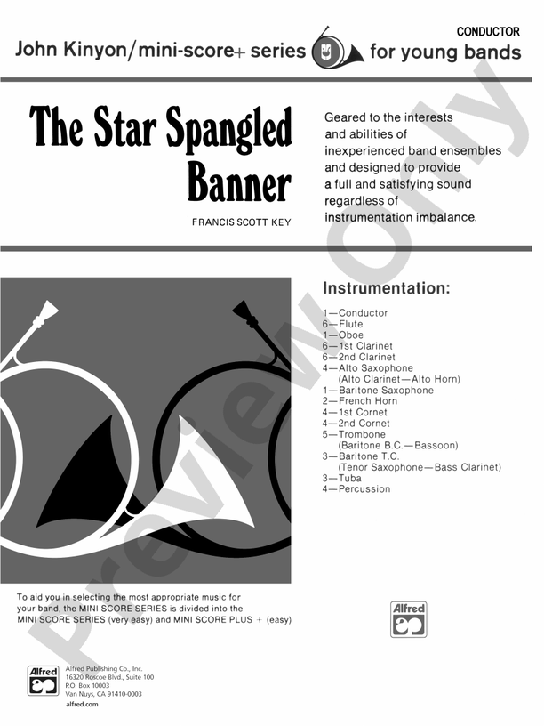 The Star Spangled Banner (Arr. John Kinyon) - Concert Band Conductor Score & Parts (Digital Download)