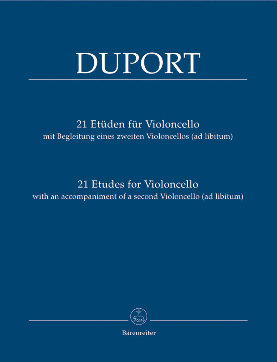 Duport - 21 Etudes - Cello Solo (optional Cello 2 ad lib) Barenreiter BA6980