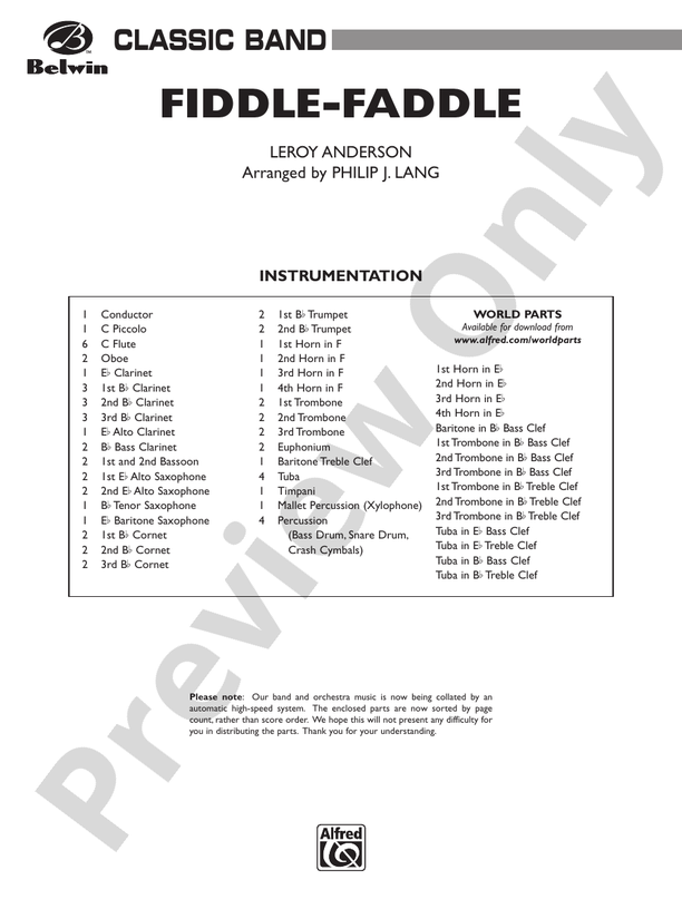 Fiddle-Faddle (Grade 3.5) - Concert Band Conductor Score & Parts (Digital Download)