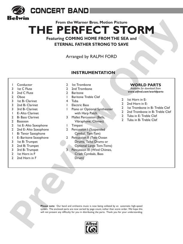 The Perfect Storm (from the Warner Bros. Motion Picture) - Concert Band Conductor Score & Parts (Digital Download)