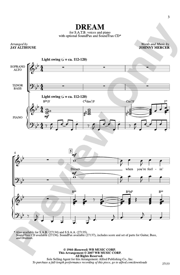 Dream – SATB Choral Octavo (Digital Download)
