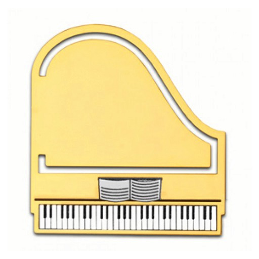 Bookmark - Grand Piano. Solid brass, electro-plated with gold finish, gidee print.