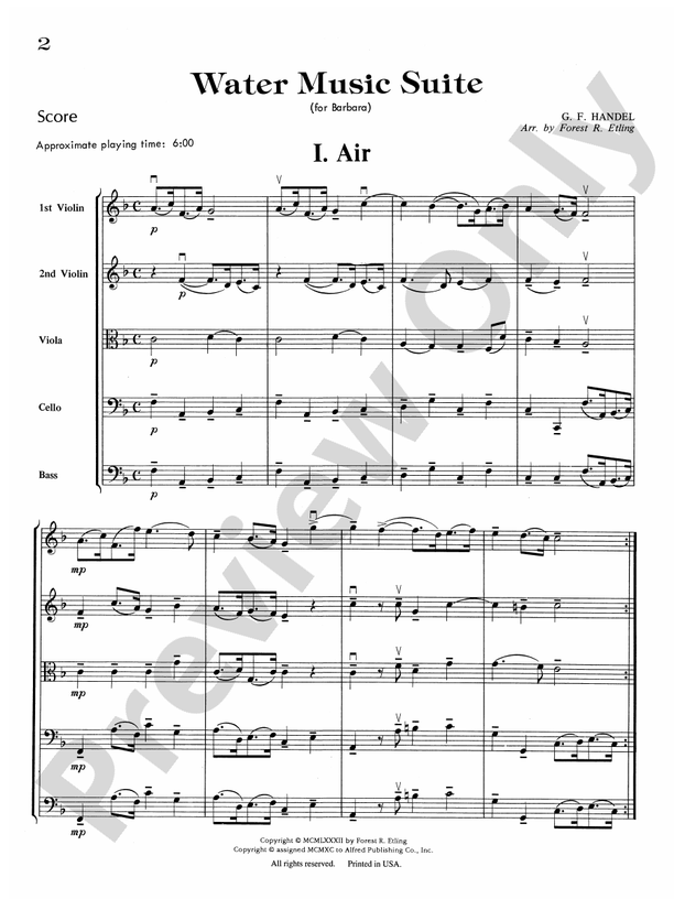 Water Music Suite – String Orchestra Conductor Score & Parts (Digital Download)