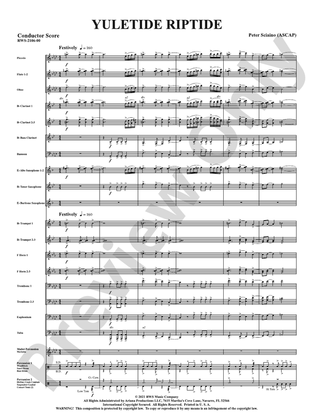 Yuletide Riptide - Concert Band Conductor Score & Parts(Digital Download)