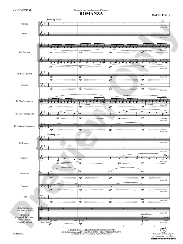 Romanza - Concert Band Conductor Score & Parts (Digital Download)