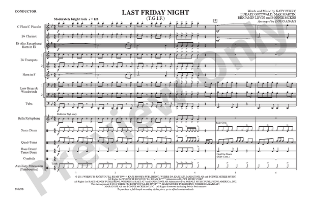 Last Friday Night (T.G.I.F.) – Marching Band Conductor Score & Parts (Digital Download)