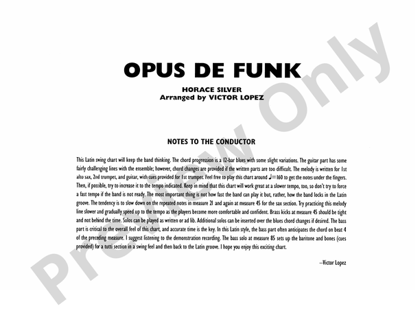 Opus de Funk - Jazz Ensemble Conductor Score & Parts (Digital Download)