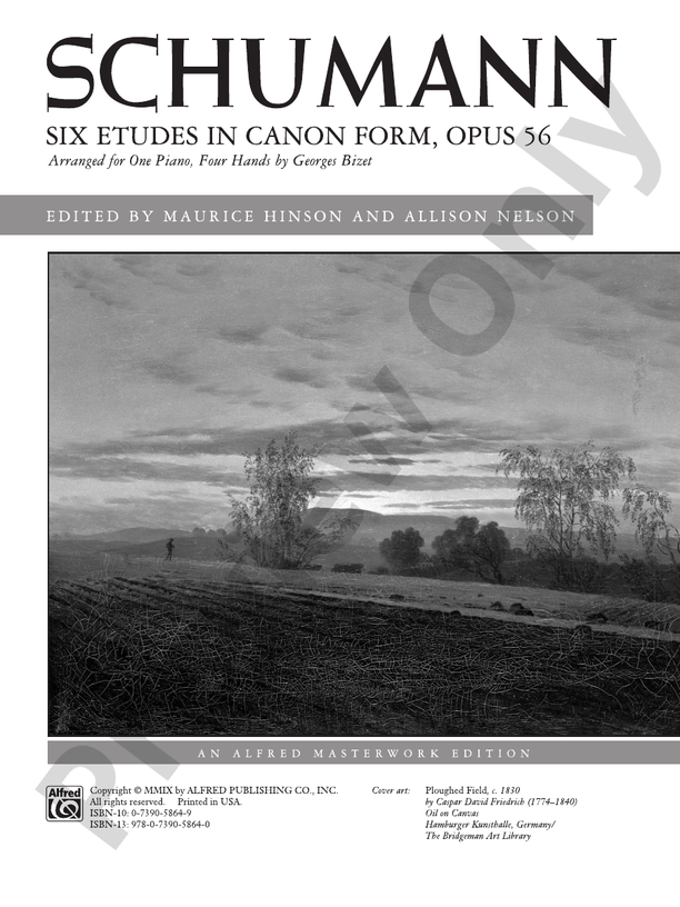 Schumann - Six Etudes in Canon Form, Opus 56 - 1 Piano, 4 Hands (Digital Download)