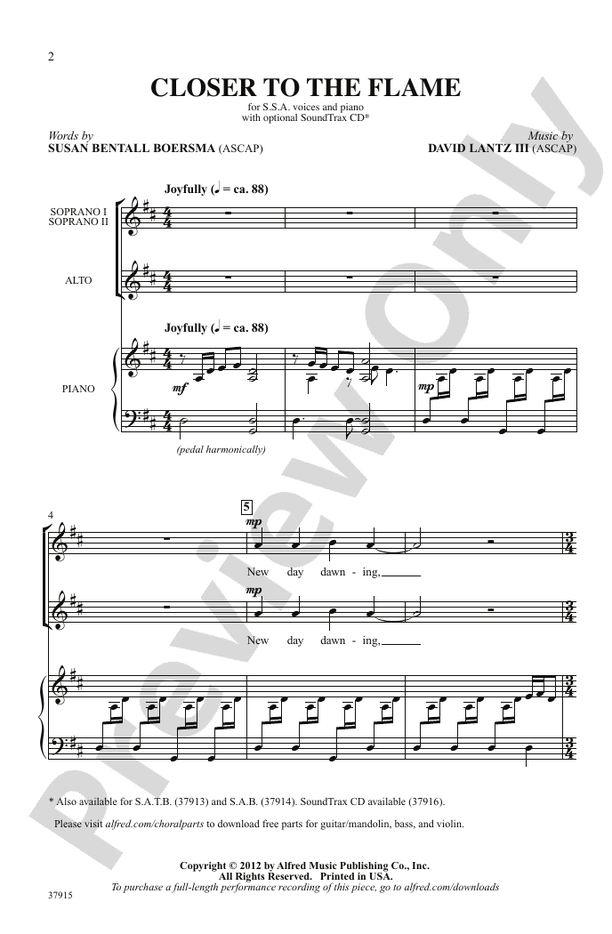 Closer to the Flame – SSA Choral Octavo (Digital Download)