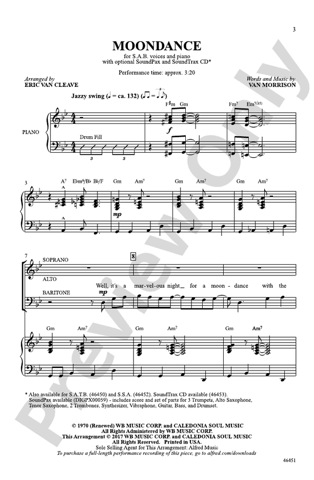 Moondance – SAB Choral Octavo (Digital Download)