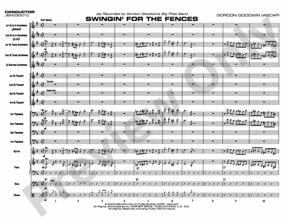Swingin' for the Fences - Jazz Ensemble Conductor Score & Parts (Digital Download)