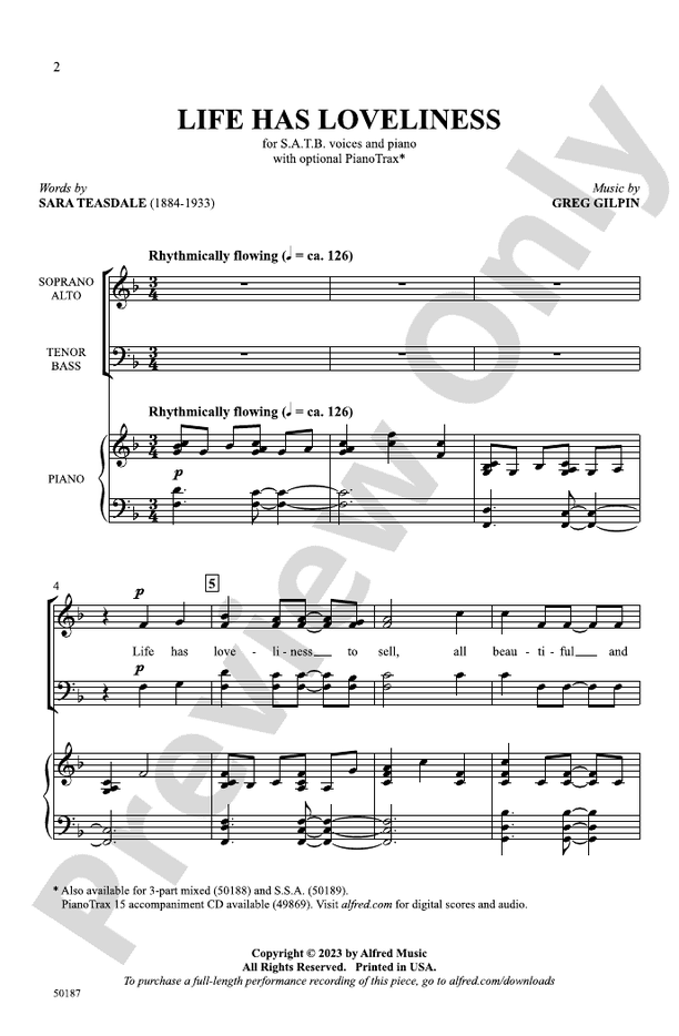 Life Has Loveliness - SATB Choral Octavo (Digital Download)