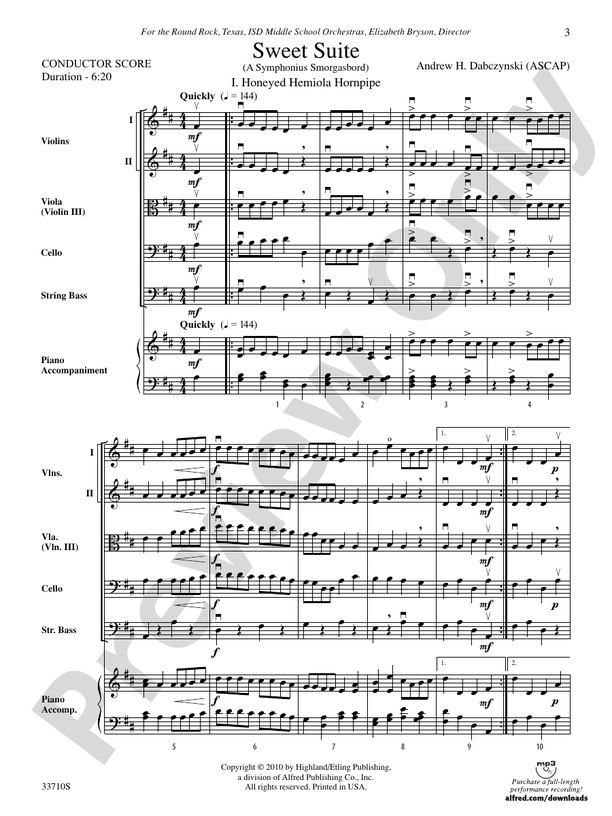 Sweet Suite – String Orchestra Conductor Score & Parts (Digital Download)