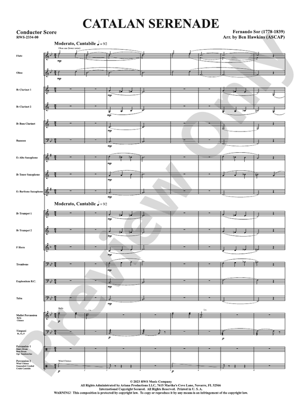 Catalan Serenade - Concert Band Conductor Score & Parts (Digital Download)