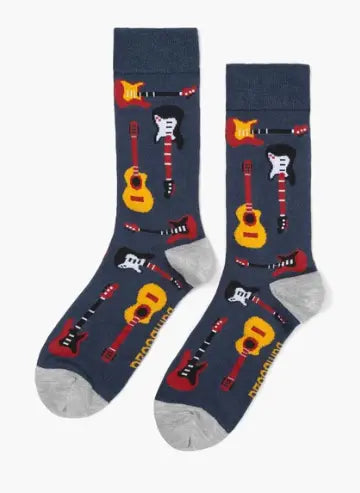 Bamboozld Mens Navy Electric Guitar Socks Black Size 7-11