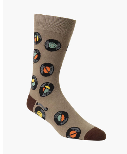 Bamboozld Mens Spin it Vinyl Socks Brown with Chocolate Tips Size 7-11
