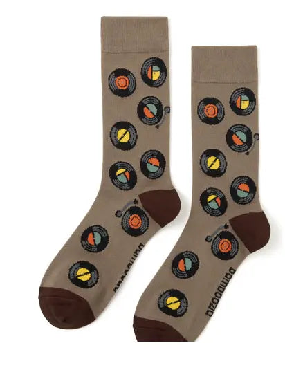 Bamboozld Mens Spin it Vinyl Socks Brown with Chocolate Tips Size 7-11