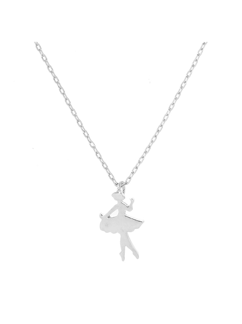 White Gold Plated Ballerina Pendant and Chain