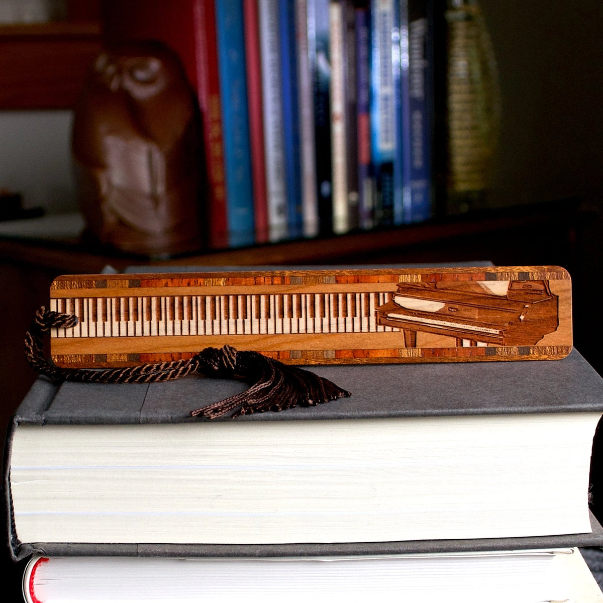 Handmade Engraved Wooden Grand Piano Bookmark