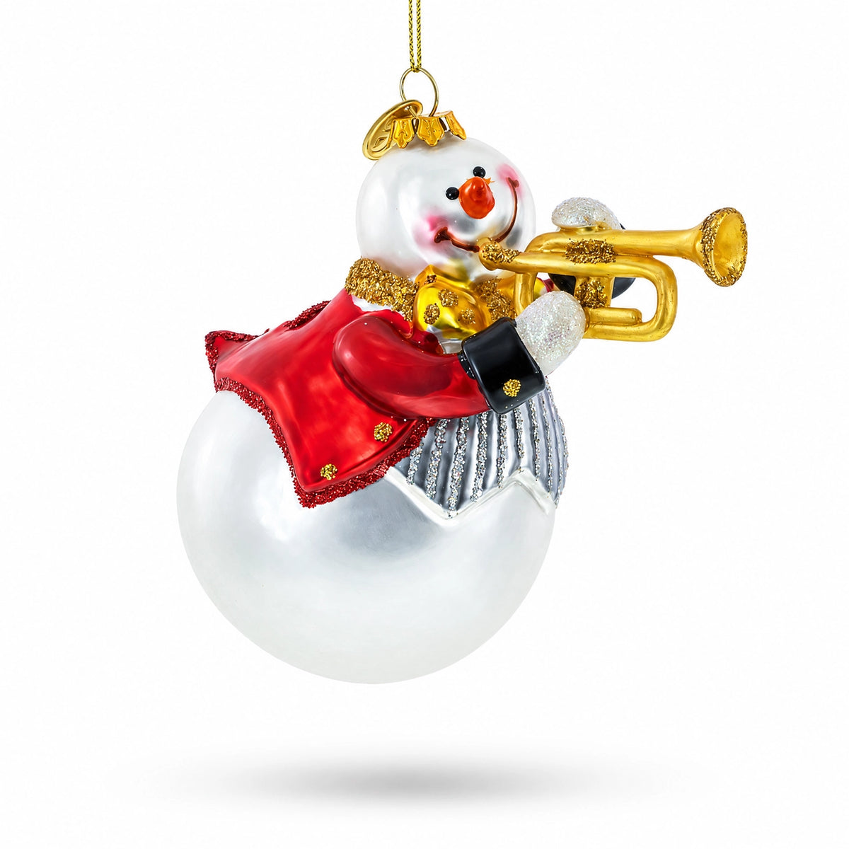 Festive Snowman Playing the Trumpet Hanging Christmas Decoration