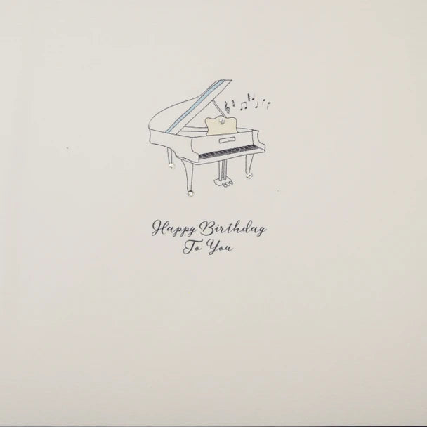 Greeting Card A Drawing of a Grand Piano with "Happy Birthday to You"