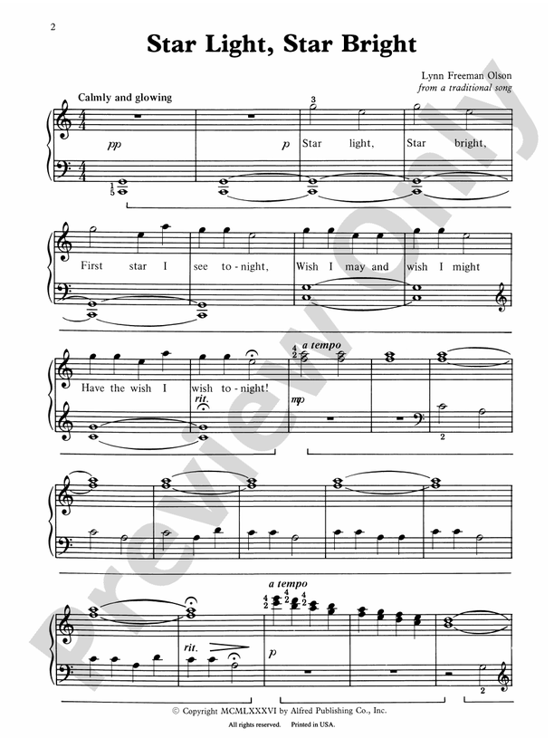 Star Light, Star Bright - Piano (Digital Download)