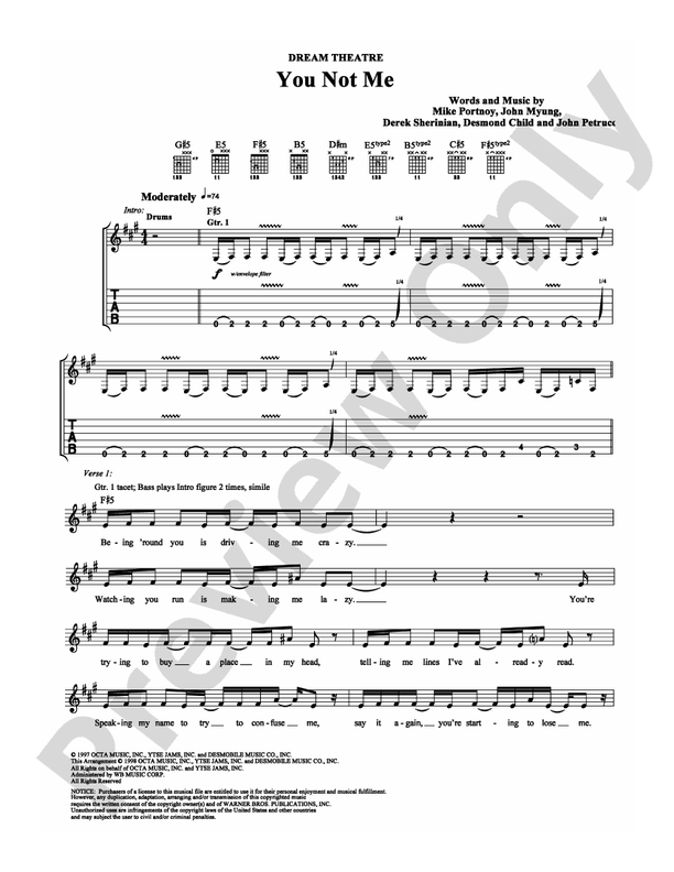 You Not Me - Guitar TAB (Digital Download)