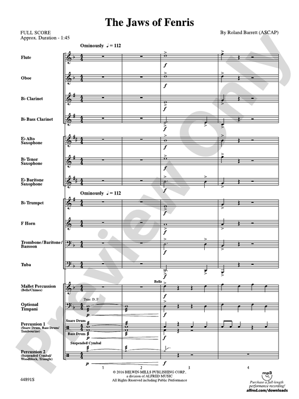 The Jaws of Fenris - Concert Band Conductor Score & Parts (Digital Download)