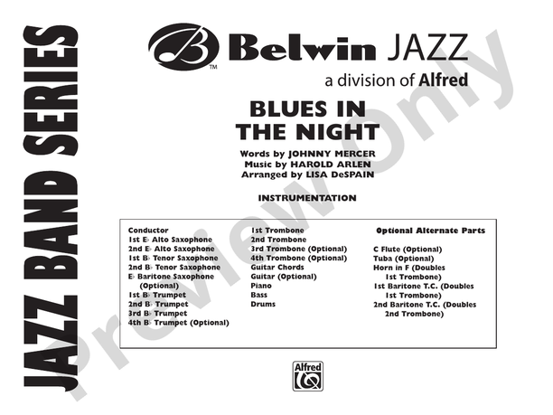 Blues in the Night (Arr. Lisa DeSpain) - Jazz Ensemble Conductor Score & Parts (Digital Download)