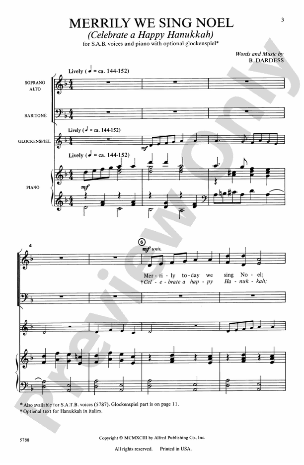 Merrily We Sing Noel (Celebrate a Happy Hanukkah) – SAB Choral Octavo (Digital Download)