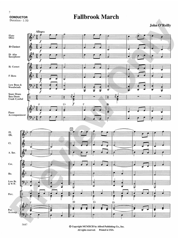 Fallbrook March - Concert Band Conductor Score & Parts (Digital Download)
