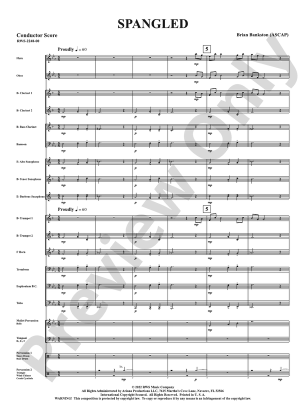Spangled - Concert Band Conductor Score & Parts(Digital Download)