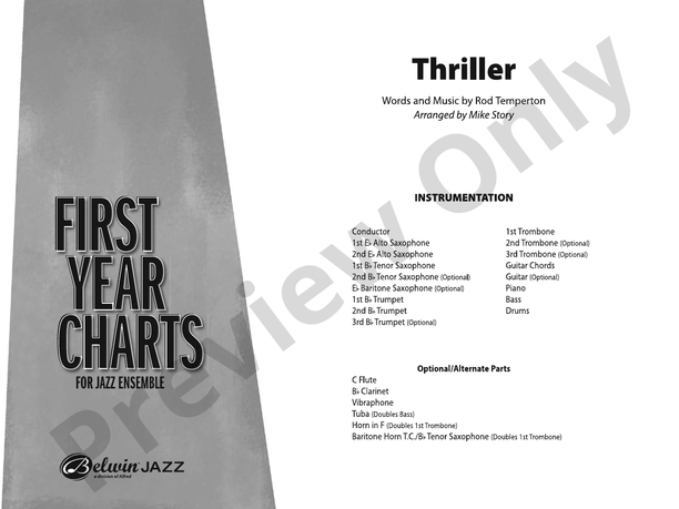 Thriller – Jazz Ensemble Conductor Score & Parts (Digital Download)