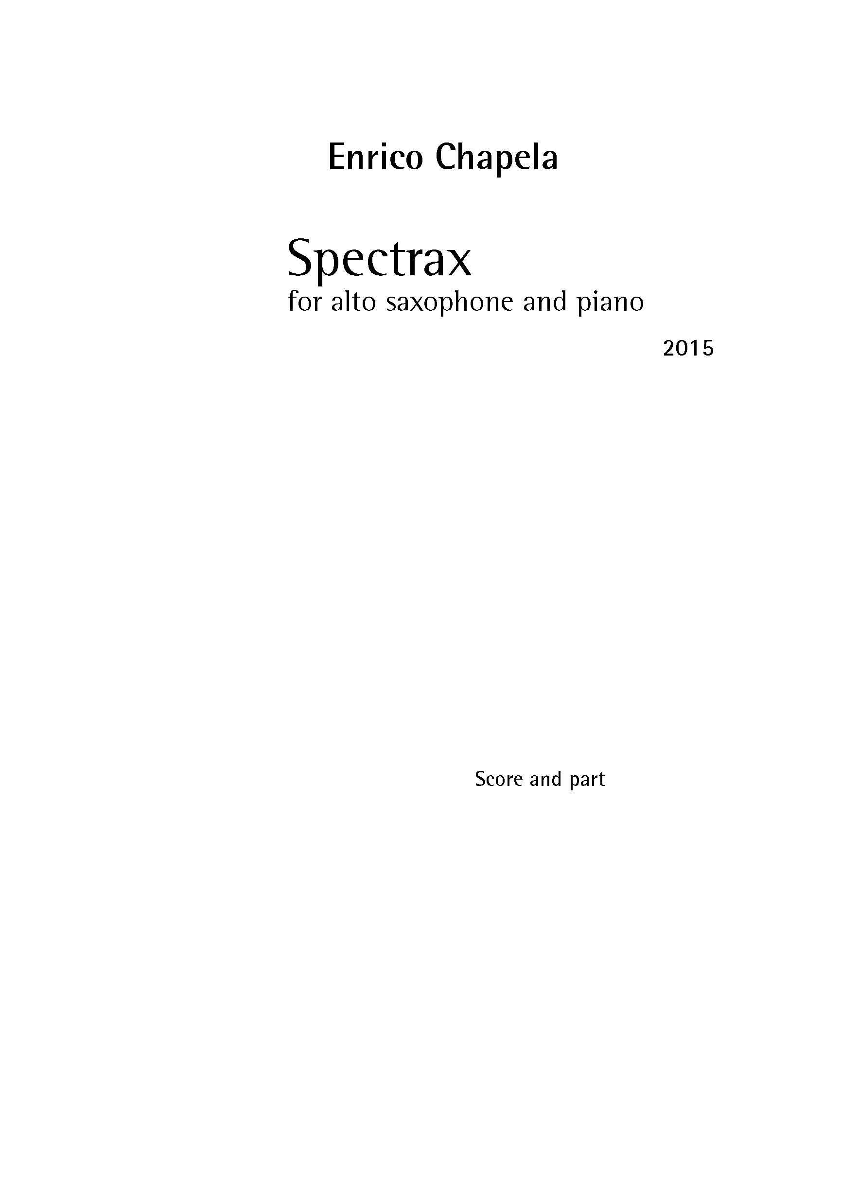 Spectrax - Enrico Chapela - Alto Saxophone/Piano (Digital Download)