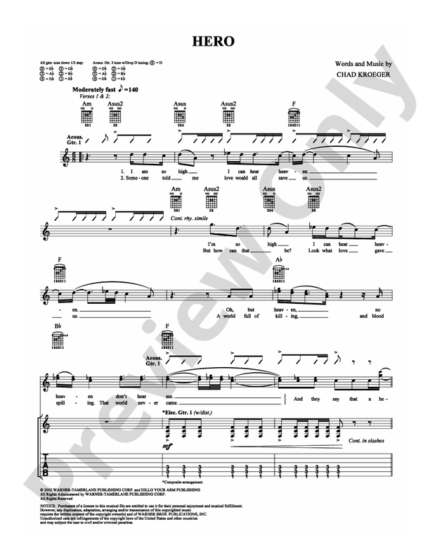 Hero - Chad Kroeger - Guitar TAB (Digital Download)