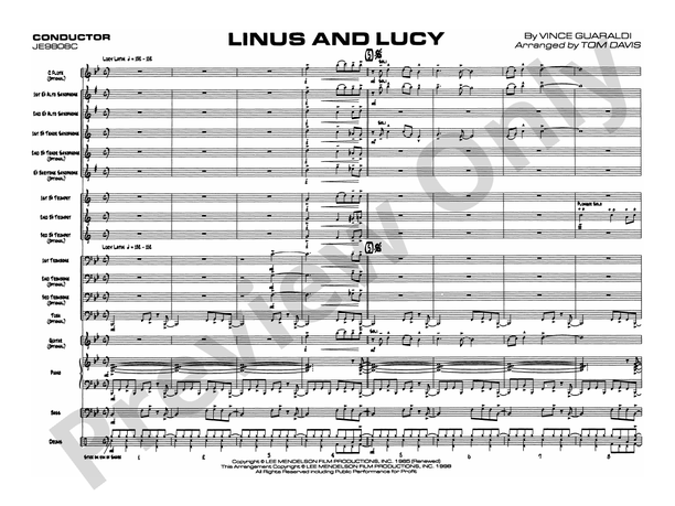 Linus and Lucy – Jazz Ensemble Conductor Score & Parts (Digital Download)