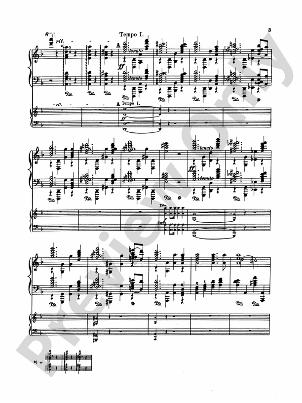 Rubinstein - Piano Concerto No. 4, Op. 70 - 2 Piano, 4 Hands - TWO Copies required - (Digital Download)