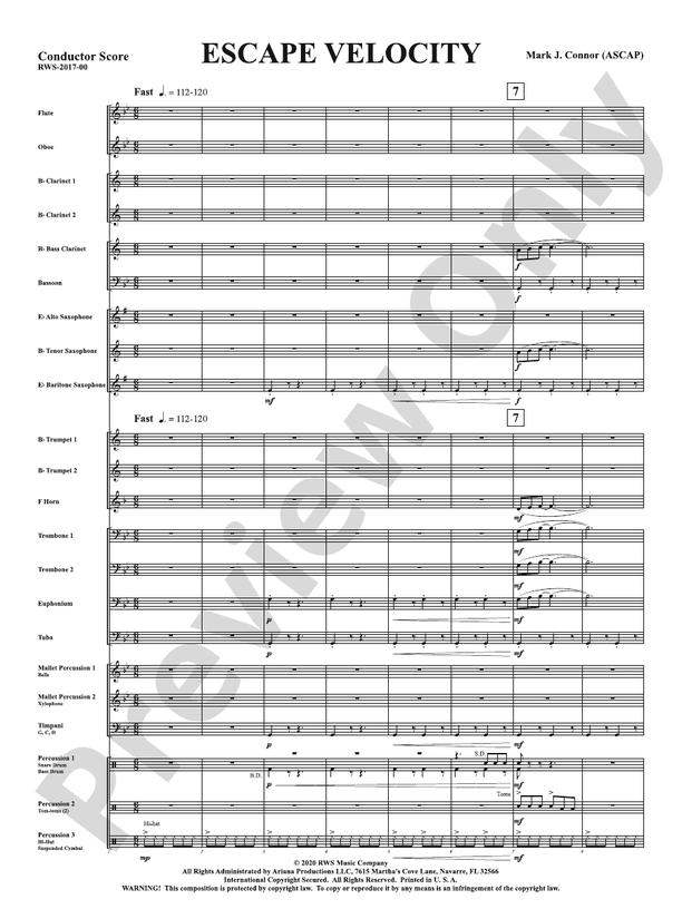 Escape Velocity - Concert Band Conductor Score & Parts (Digital Download)