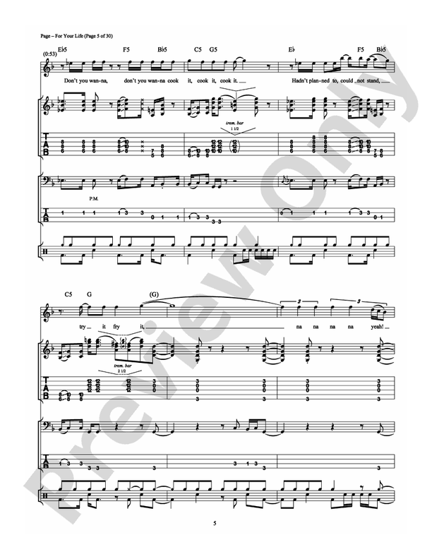 For Your Life - Guitar TAB (Digital Download)