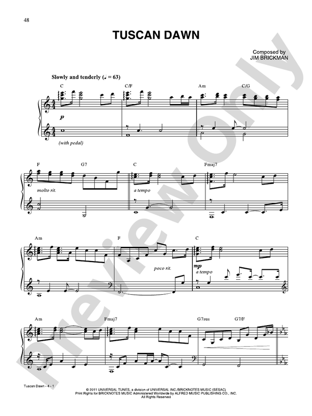 Tuscan Dawn - Piano (Digital Download)