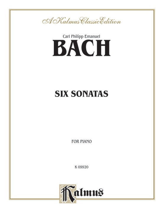 Bach - Six Sonatas - Piano Solo (Digital Download)