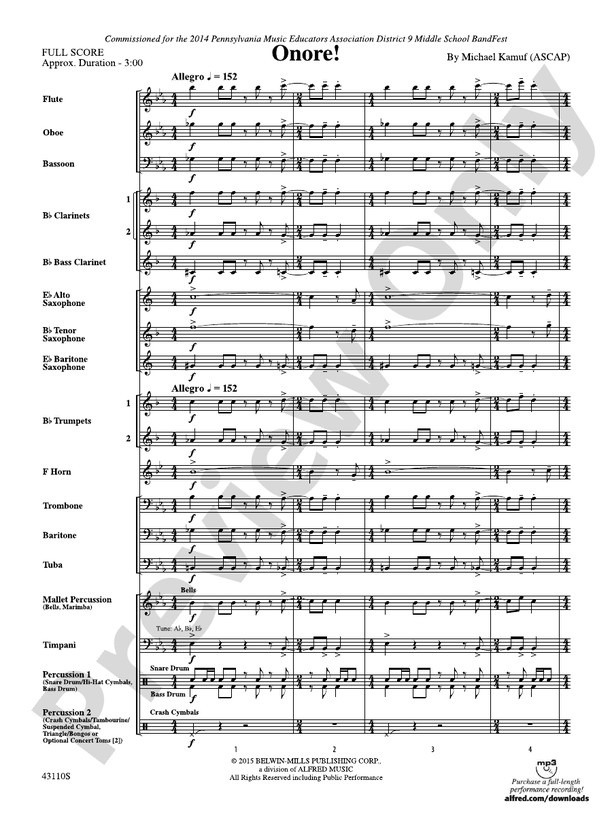 Onore! - Concert Band Conductor Score & Parts (Digital Download)